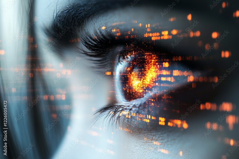 Fototapete eye with digital effects depicting technology and data visualization in an abstract concept
