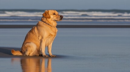 Warm colors reflecting off a tranquil ocean at twilight.
