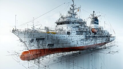 Naval Vessel Blueprint: A 3D Digital Ship Design