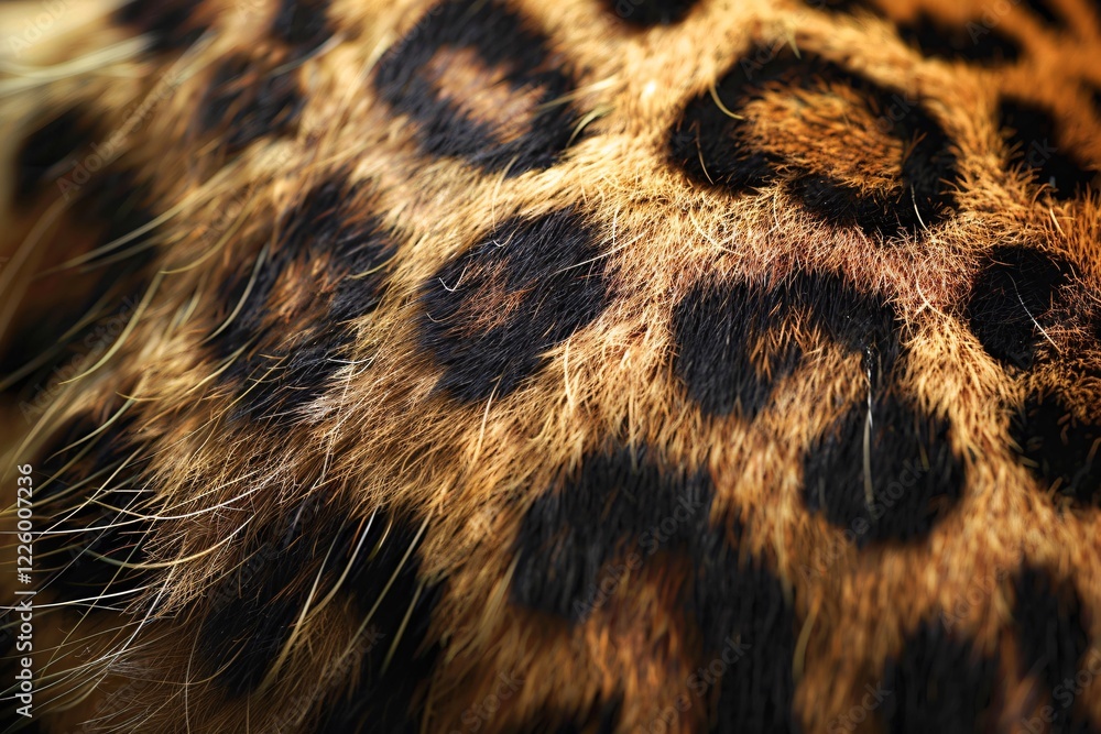 Poster Close up view of real leopard fur showing the unique markings of this beautiful wild cat