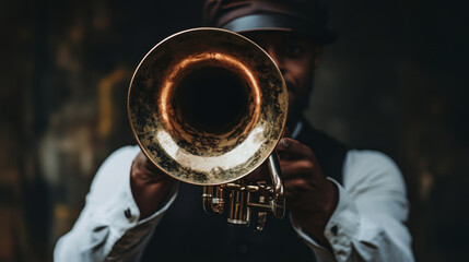  Sounding the Call: Man Announcing with a Trumpet