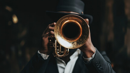  Sounding the Call: Man Announcing with a Trumpet