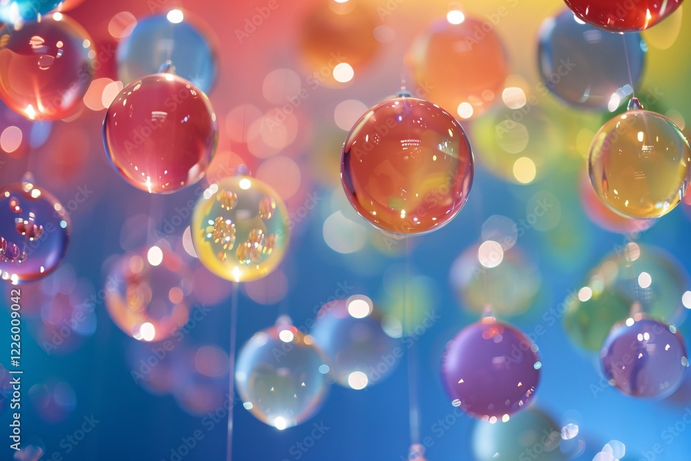 Aufkleber vibrant bubbles suspended in the air, producing an abstract backdrop with a stunning bokeh effect