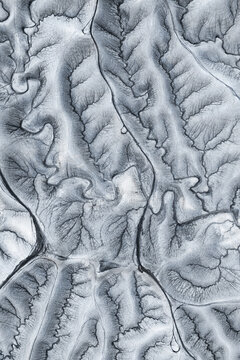 Aerial view of a striking geological formation in Moonscape Overlook, Utah