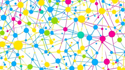 Abstract Colorful Network Nodes Connections Graphic