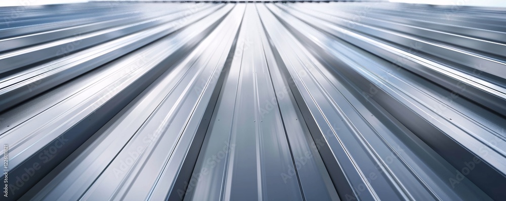 Aufkleber metallic roof with repeating lines creating a vanishing point effect