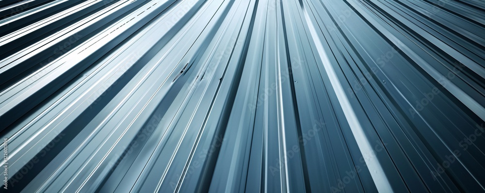 Poster Metal roof with repeating lines creating a converging perspective