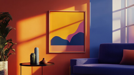 Modern Elegance: Living Room Poster Frame Mockup