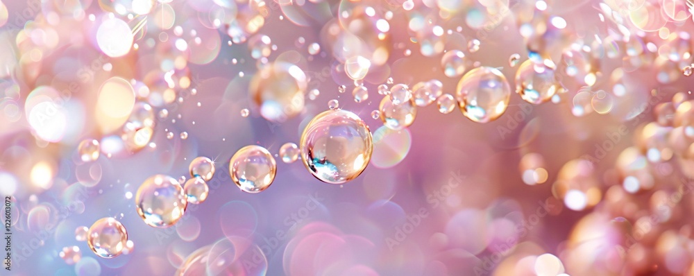 Aufkleber Pink bokeh creating an abstract background as transparent soap bubbles float