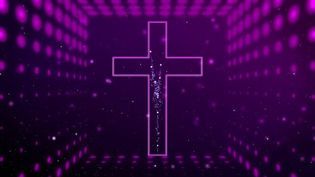 Cross of Christ with Lights on Cosmic Background, Faith and Hope for Worship and Prayer