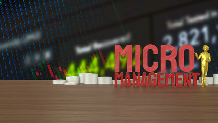 The Man and text for micro management 3d rendering.