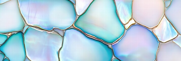 Artistic close-up of an abalone shell showcasing faded jewel tones and iridescent highlights with natural textures emphasizing luxury