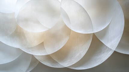 Abstract White Fabric Sculptures in Layers