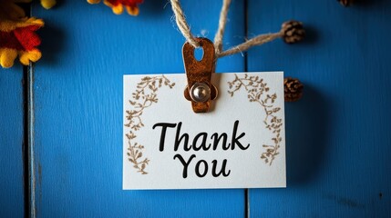 Thank You Card With Elegant Design On Blue Background
