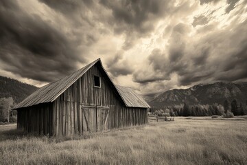 Obraz premium old barn in the field