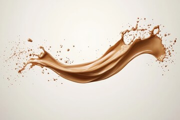 Smooth liquid splash in rich brown tone against a light background highlighting its flowing texture and dynamic motion