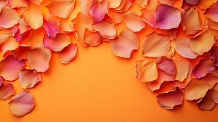 Orange and Pink Rose Petals on Orange Background