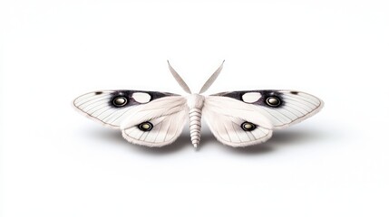 Fototapeta premium White moth isolated on white background, studio shot