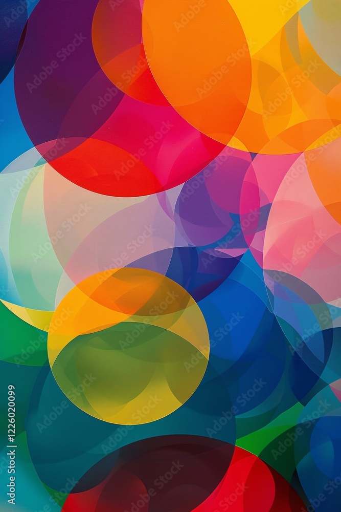 Poster Colorful transparent circles are overlapping and creating a modern abstract background