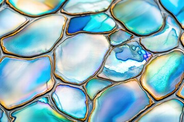 Close-up view of an abalone shell highlighting natural textures and soft iridescent highlights in faded jewel tones