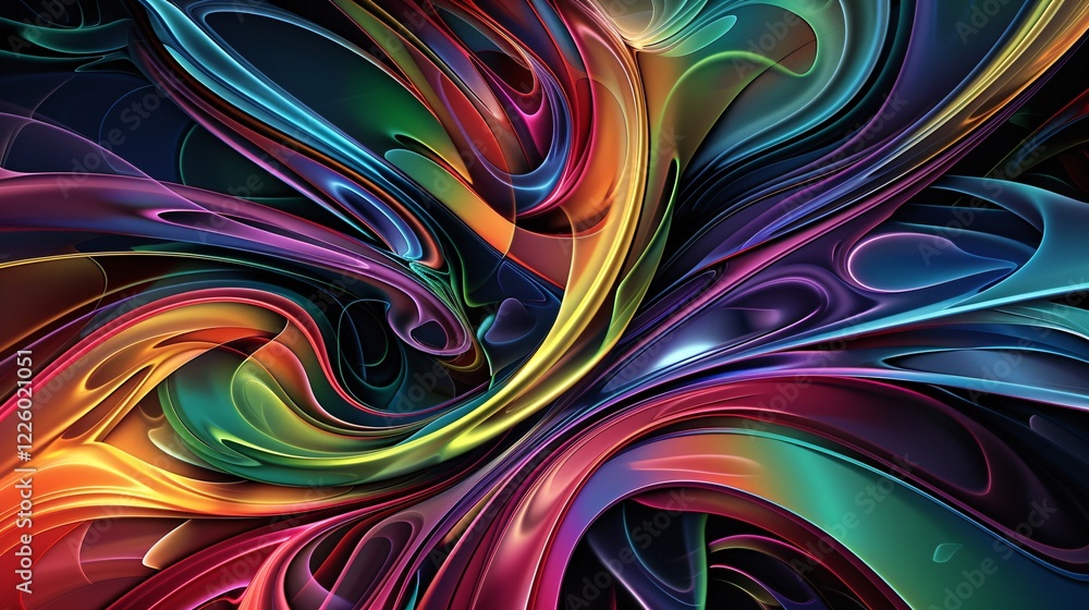Aufkleber colorful wavy shapes flowing and blending in abstract background
