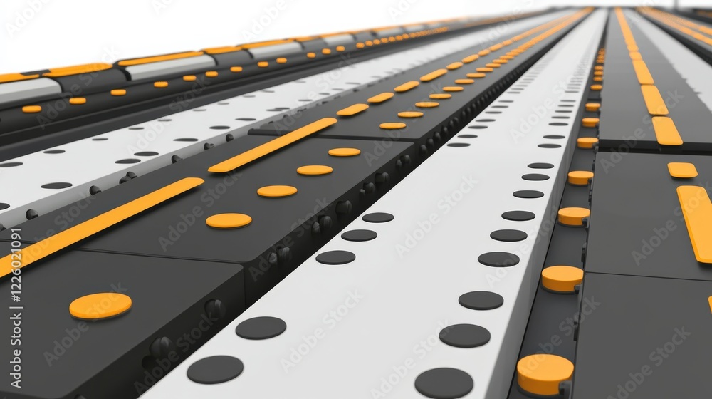 Poster close-up view of a modern railway track design showcasing intricate patterns and colors