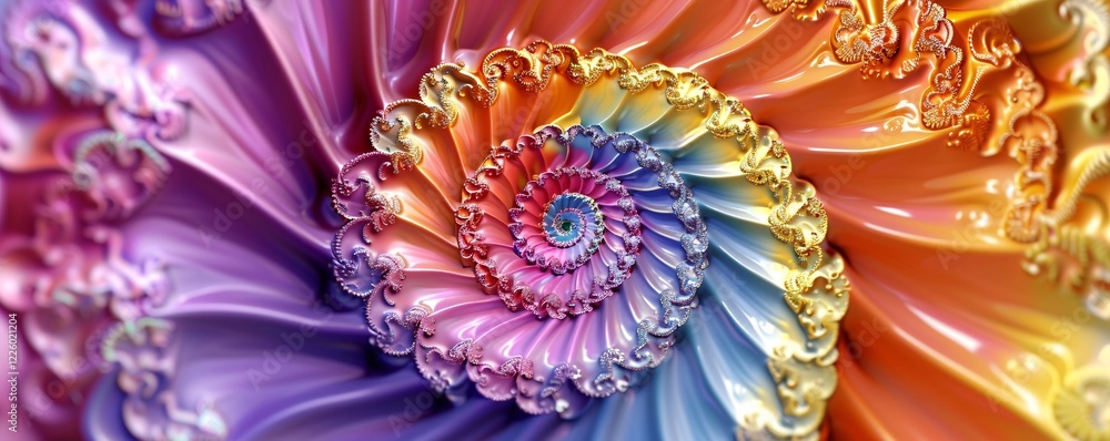 Aufkleber Colorful fractal spiral is creating a beautiful and mesmerizing abstract pattern