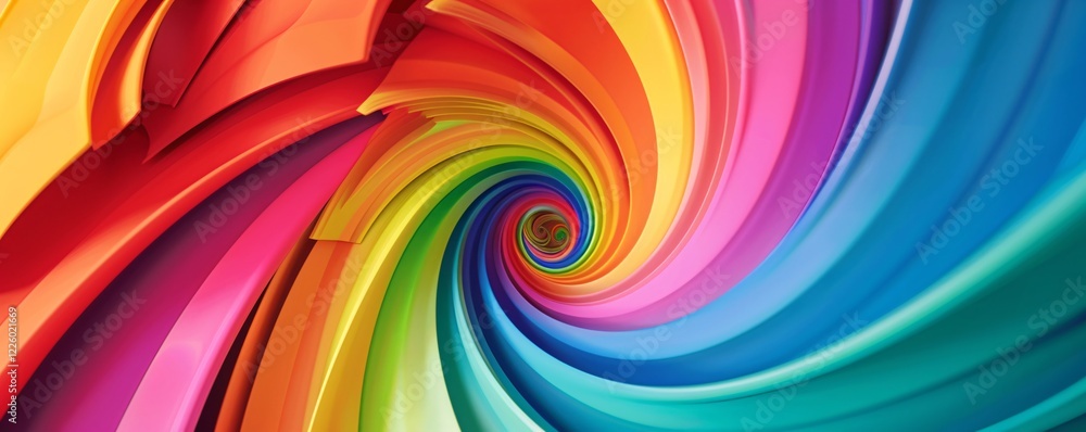 Poster Abstract background of rainbow colored swirl creating tunnel effect