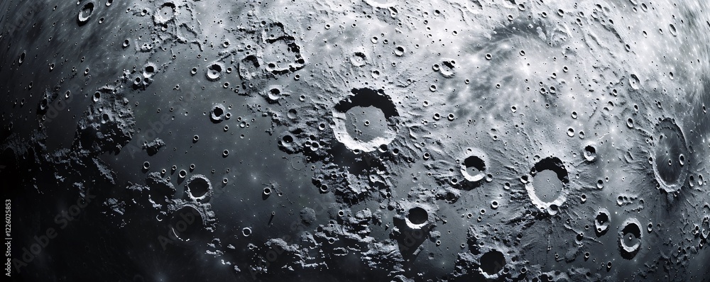 Aufkleber exploring the moon's surface: uncovering countless craters, both large and small