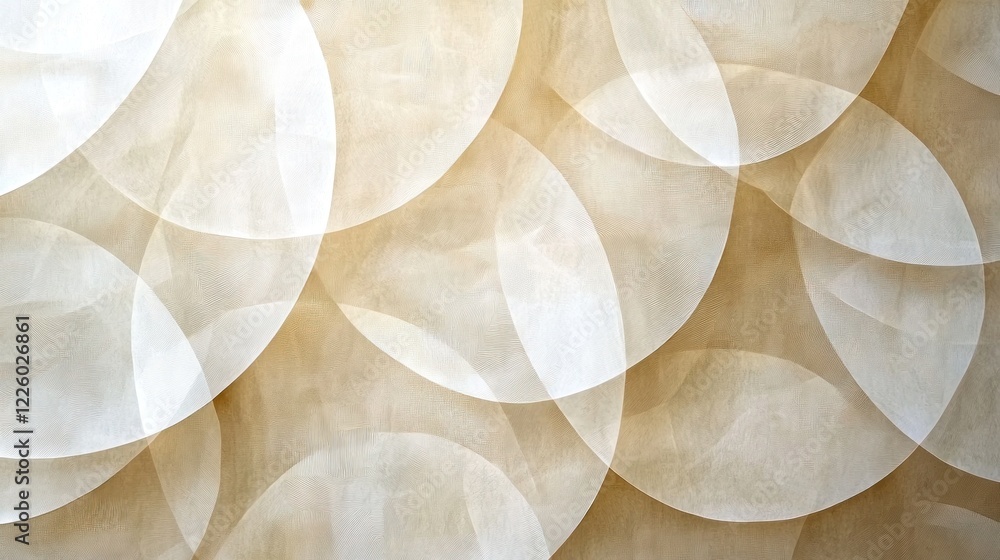 Poster soft cream circular patterns on textured beige background