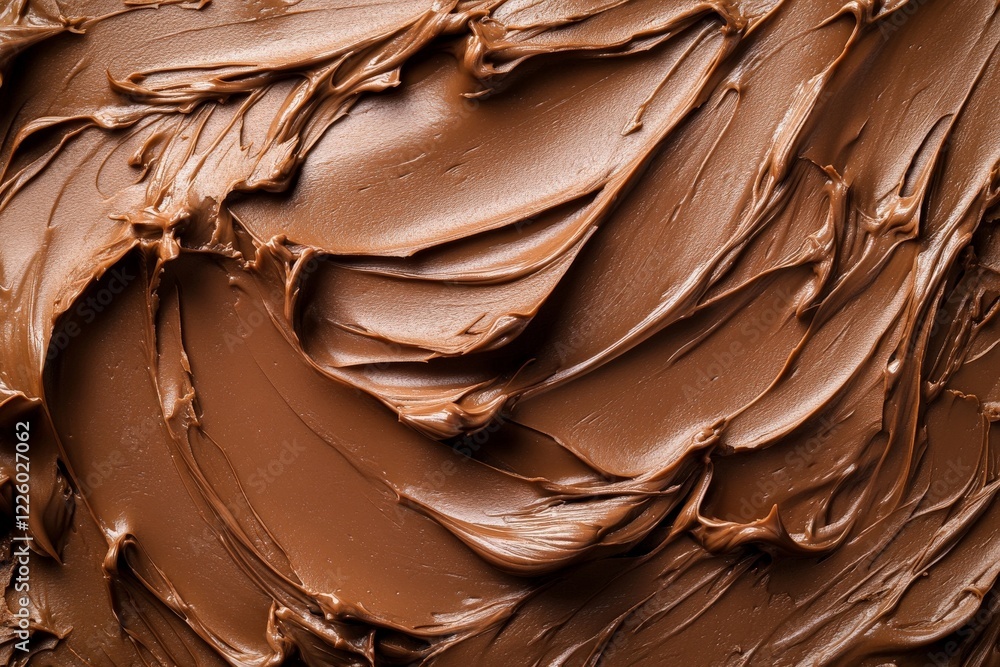 Poster rich chocolate spread with smooth texture ideal for baking and desserts in a close-up view during da