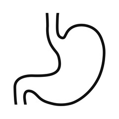 Human Stomach icon flat outline style. Internal organ, human gastrointestinal tract. Stomach pain and heartburn symbol. Digestive disease. Gastritis and acid reflux concept. Vector illustration.