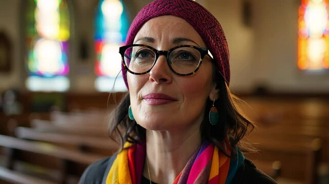 Lesbian pastor at an Evangelical Lutheran or Episcopal church.