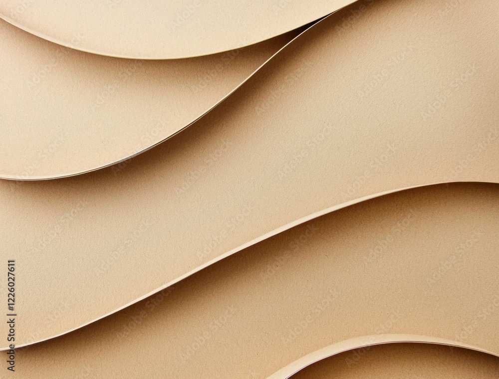 Poster beige textured paper creating wavy lines provides a modern and minimalist background, ideal for desi