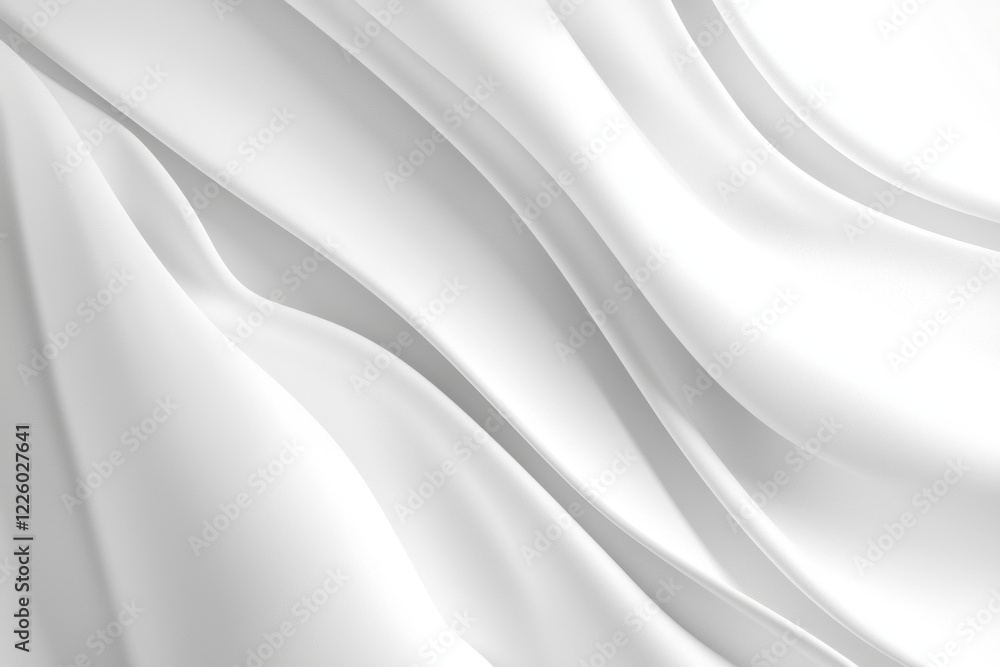 Poster luxurious white satin fabric flowing and forming elegant curves, creating a smooth and wavy texture 