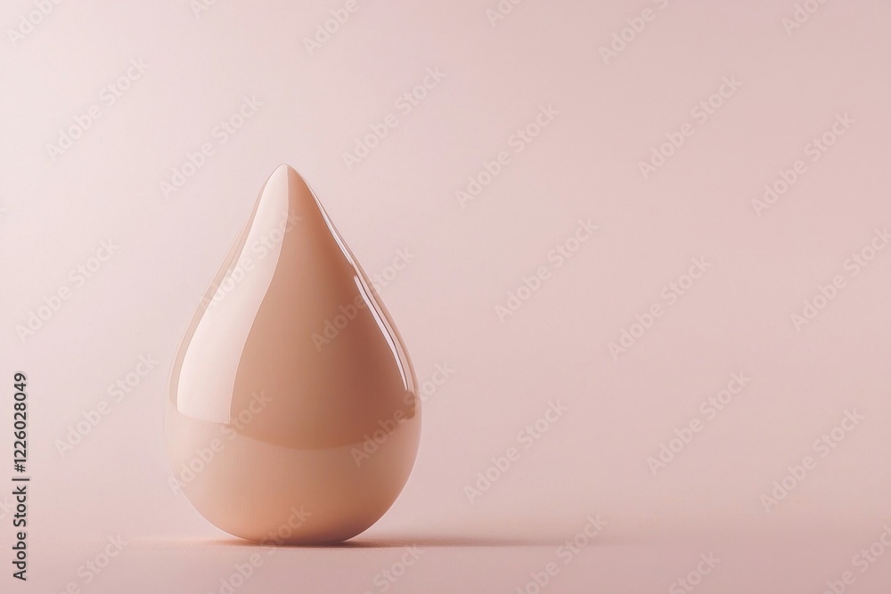 Poster glossy beige drop standing on a pink background, creating a simple yet elegant composition with pote