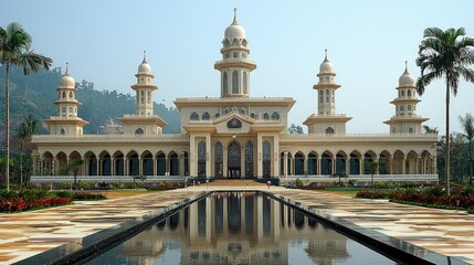 Obraz premium Majestic Mosque Reflecting in Tranquil Waters