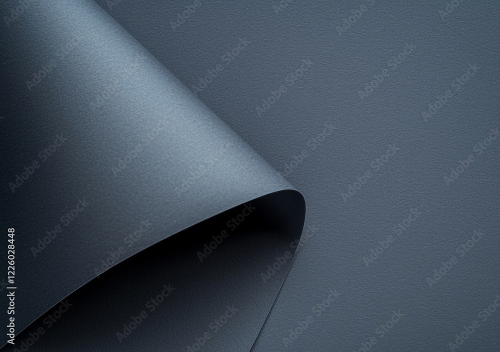 Poster gray material with a curled edge creating an abstract, minimalist composition, ideal for backgrounds