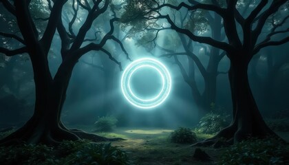 Enigmatic Glowing Ring in a Mystical Forest