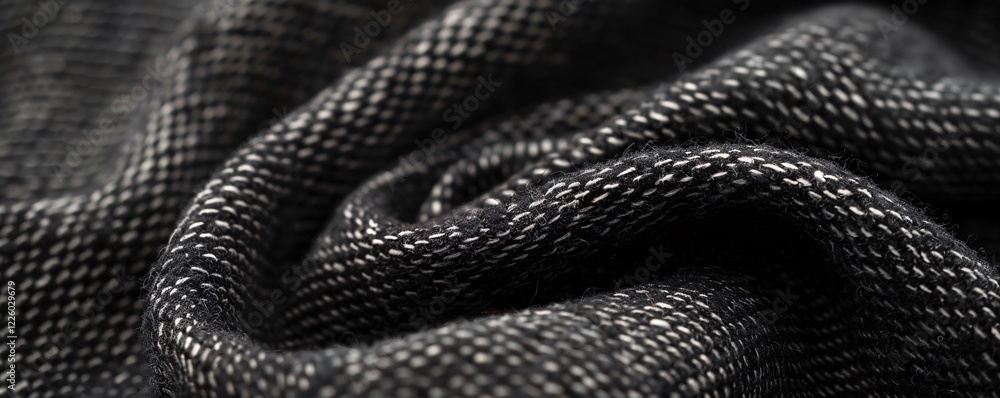 Poster wavy pattern created by visible details on black and white fabric