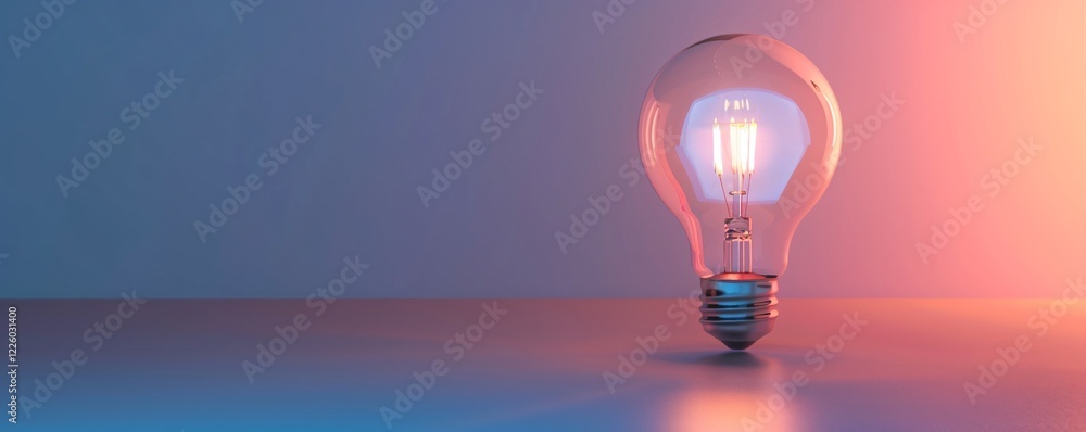 Aufkleber single light bulb shines against a gradient backdrop, symbolizing creativity and inventive thinking