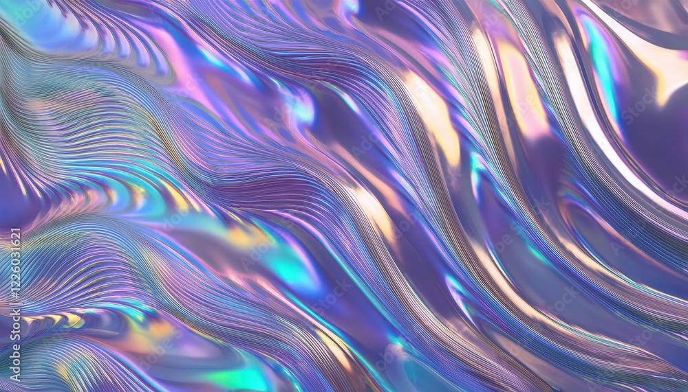 Poster stunning iridescent silver abstract texture a blend of wavy marble and tiger stripes, creating a cap