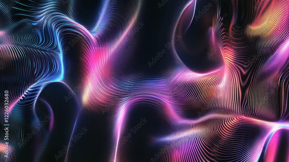 Poster abstract glowing lines of light and shadow creating a flowing texture effect
