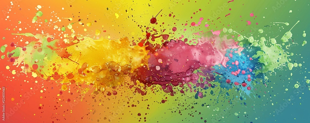 Poster Energetic and dynamic composition with vibrant splashes of color on abstract background