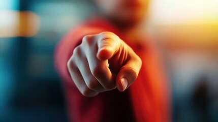 Hands pointing directly at the camera, symbolizing a search for potential competitors. Focusing on delivery indicates tension or anger at a particular focus