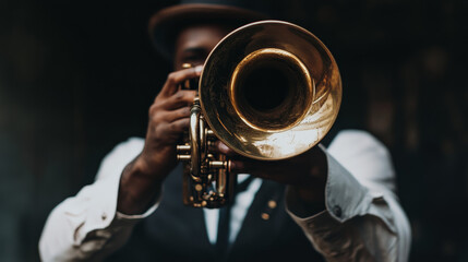 Obraz premium Loud and Clear: A Bold Announcement Through the Trumpet