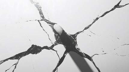 Fototapeta premium Abstract Cracked Surface with White Stone Impact