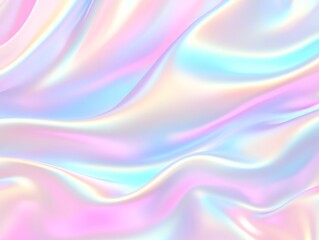 Obraz premium Soft Iridescent Silk Fabric Waves with Pastel Pink, Blue, and Lavender Tones Creating a Dreamy and Ethereal Background Ideal for Elegant Design Projects