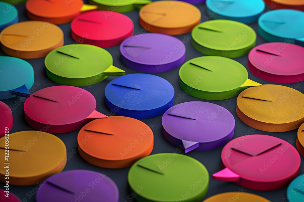 Poster Vibrant speech bubbles creating a backdrop symbolizing the idea of social networking