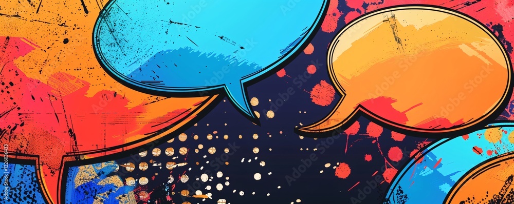 Poster colorful speech bubbles are showing a discussing and communicating concept